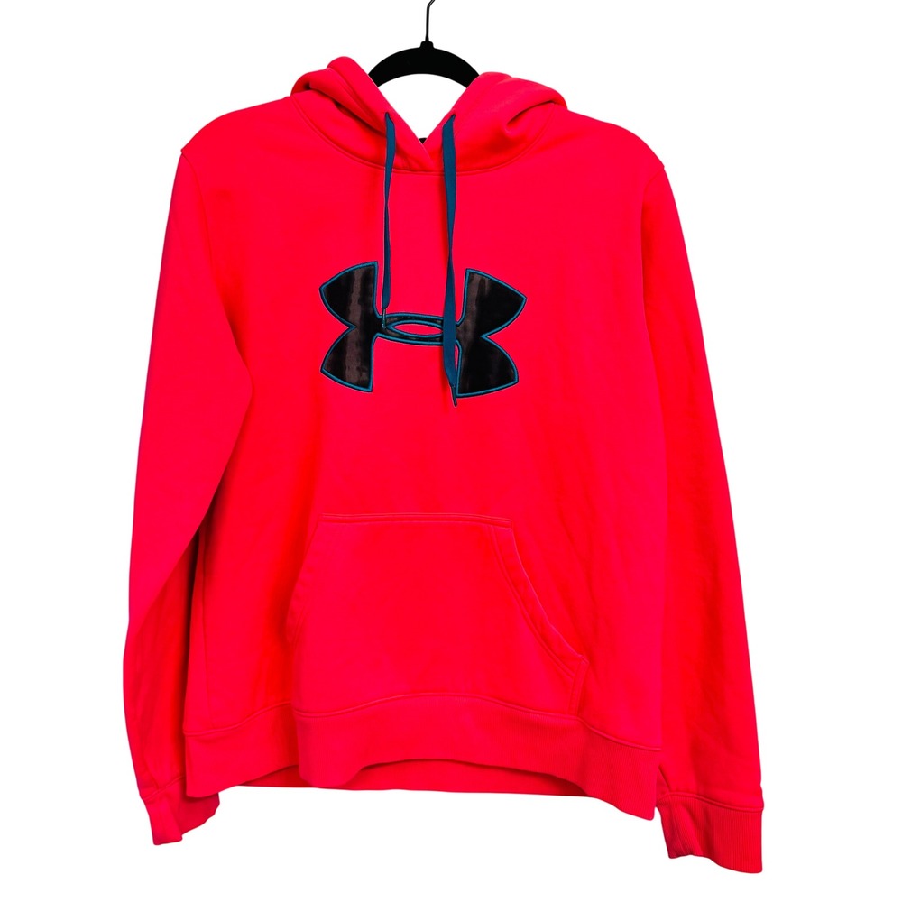 Under Armour UA Storm‎ Womens Large Logo Pullover Hoodie Neon Pink